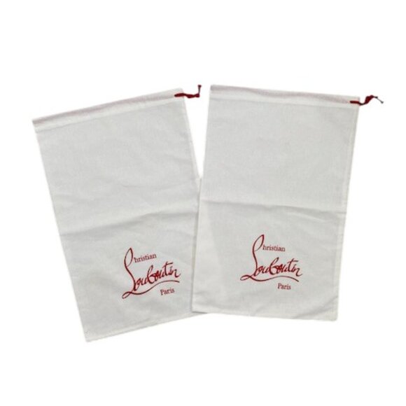 BRAND NEW! Set of 2 - Christian Louboutin White Drawstring Shoe Dustbags - Picture 1 of 6